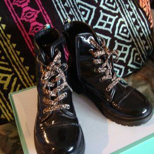 Stylish girls' combat boots Lace-up and zipper style design Sz 4